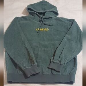 Krooked Skateboarding Forest Green Corduroy Hoodie. Sz S
